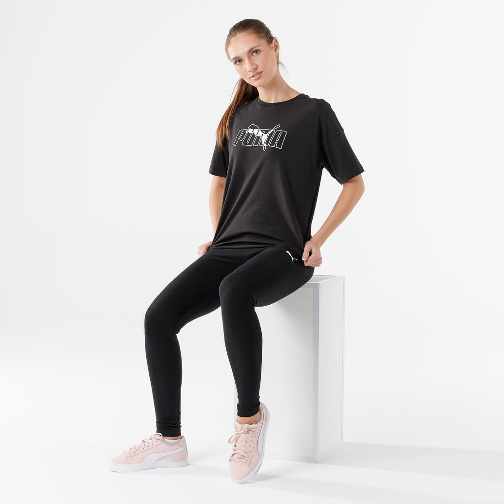 Women's Cotton Fitness Long Leggings - Black